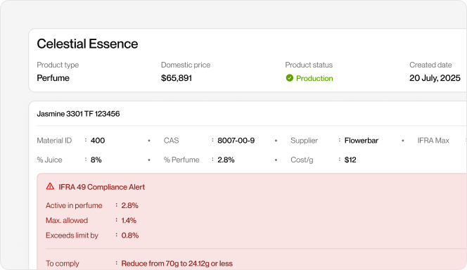 IFRA compliance checker screenshot